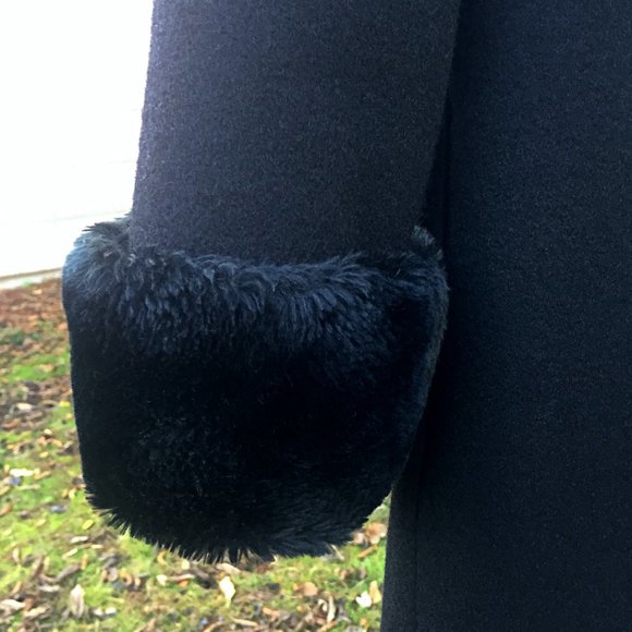 EX+ VTG 30s Style WOOL COAT Faux Fur Cuffs Oversize Collar Fit & Flare STUNNING - Picture 4 of 15